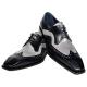 Duca Di Matiste "Saranno" Black/Light Grey Genuine Italian Calf Leather Lace-Up Dress Shoes.